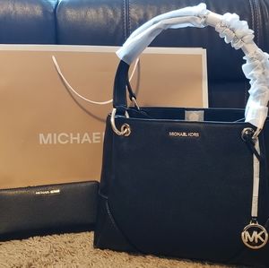 Michael Kors Large Shoulder Tote and Wallet Bundle